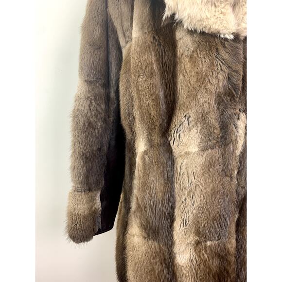 Vintage muskrat fox fur jacket coat size 6 small medium leather 90's - Picture 6 of 15